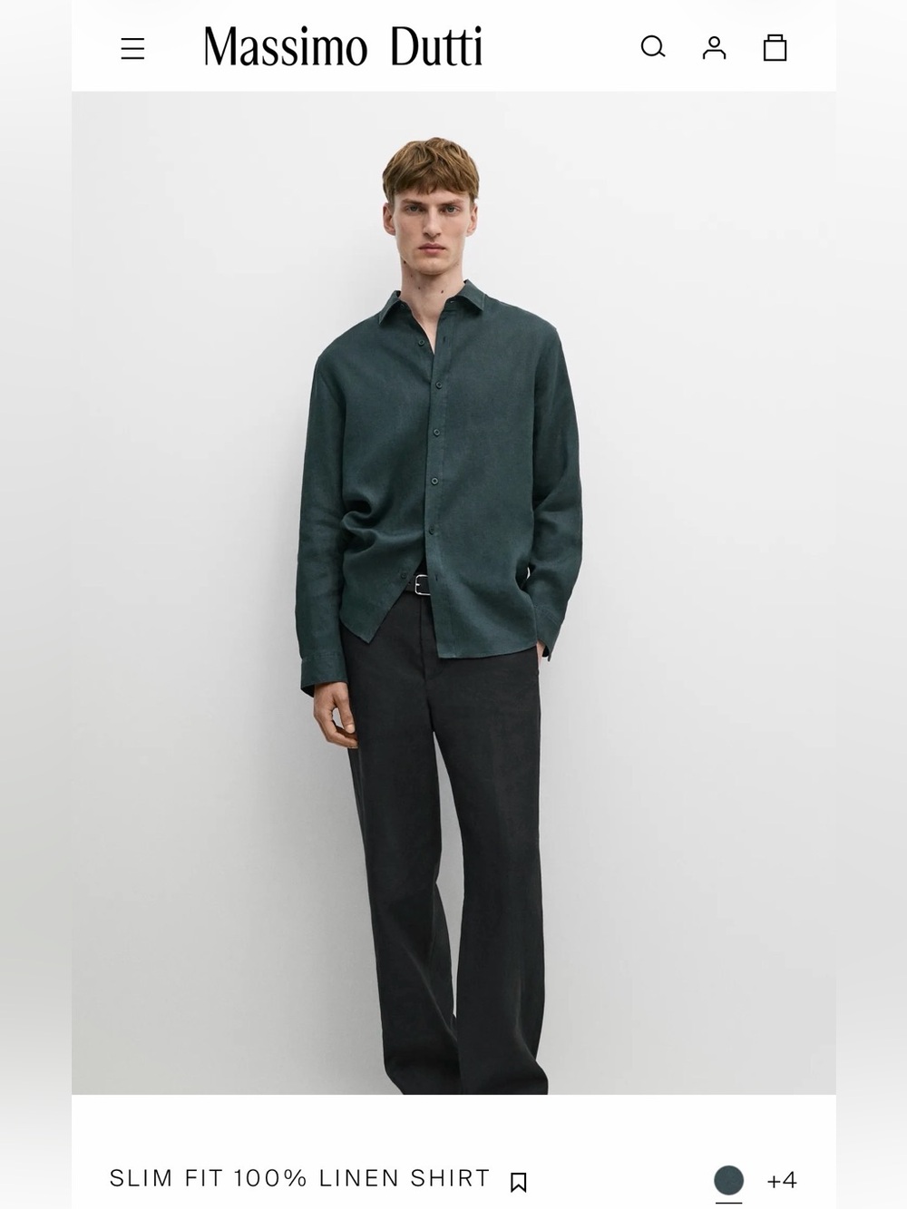 Massimo Dutti misty blue green 100% linen shirt fall color